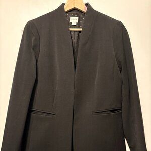 J Crew Collarless Jacket Black Sz 4 EUC